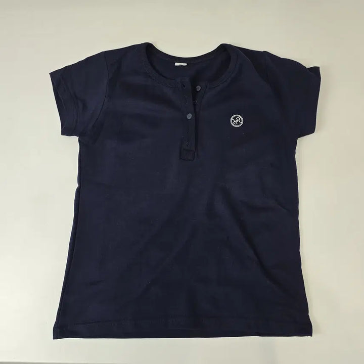 [BUNJANG] RonRon Henryneck Half T-Shirt Navy / 론론) HENRYNECK HALF T-SHIRT NAVY