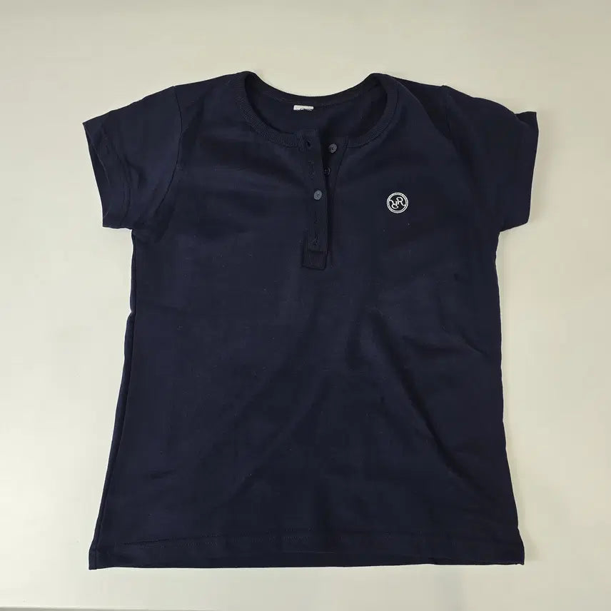 [BUNJANG] RonRon Henryneck Half T-Shirt Navy / 론론) HENRYNECK HALF T-SHIRT NAVY