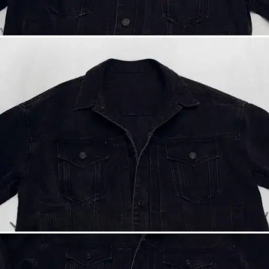 [SOLD OUT] 준지 (junn.j) 흑청 데님 사이드지퍼 트러커 자켓 (105+)
