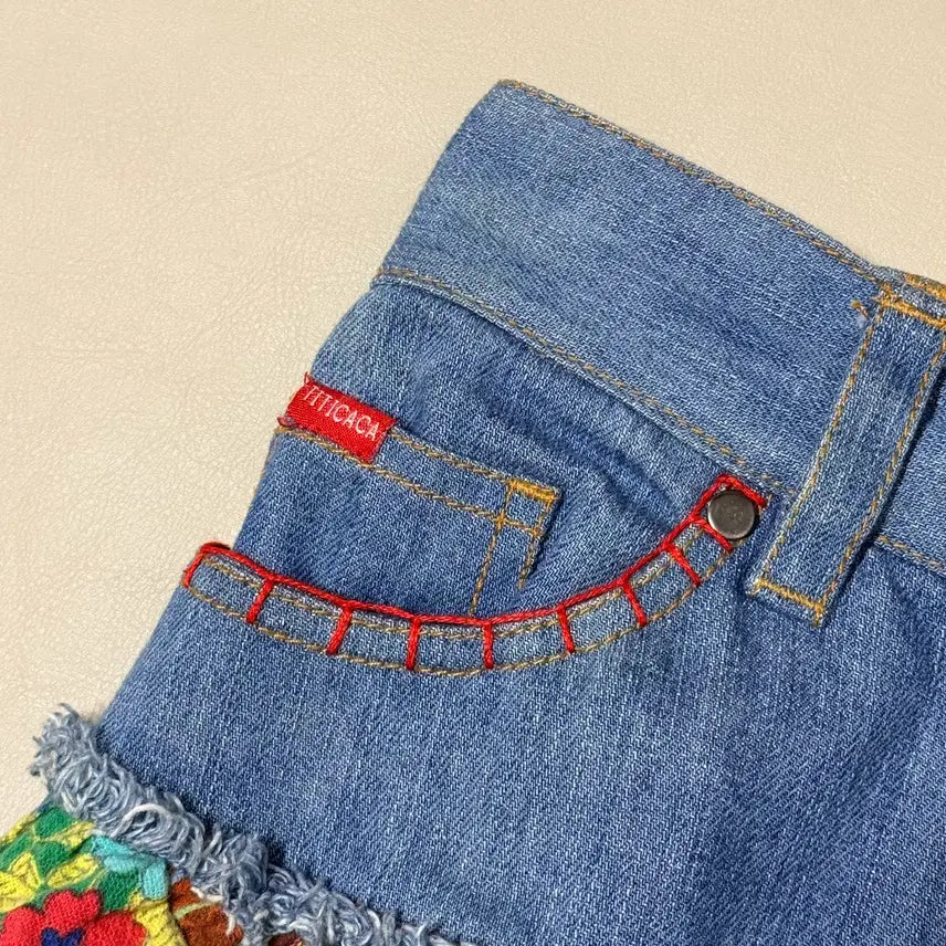 [BUNJANG] Titica Vintage Denim Patch Flare Skirt L / 티티카카 빈티지 데님 패치 플레어 스커트 L