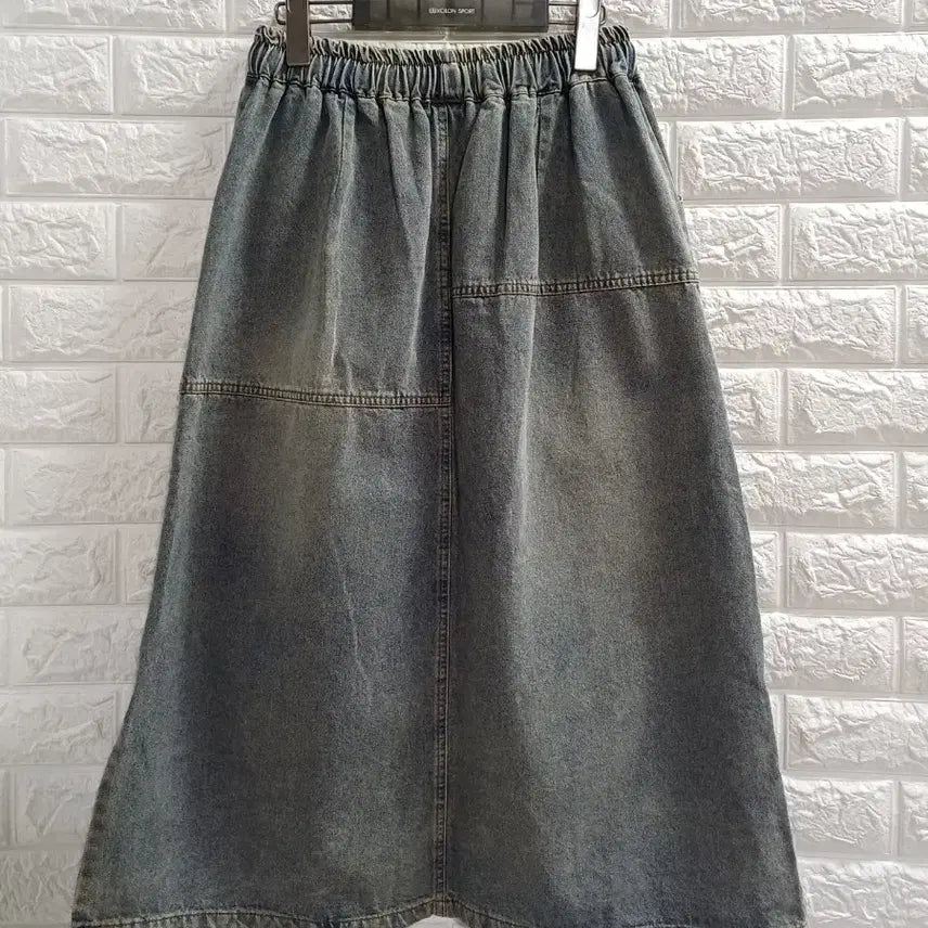 [BUNJANG] Banding Floral Embroidery Denim Skirt / 밴딩 잔꽃자수 데님스커트