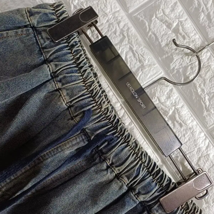 [BUNJANG] Banding Floral Embroidery Denim Skirt / 밴딩 잔꽃자수 데님스커트