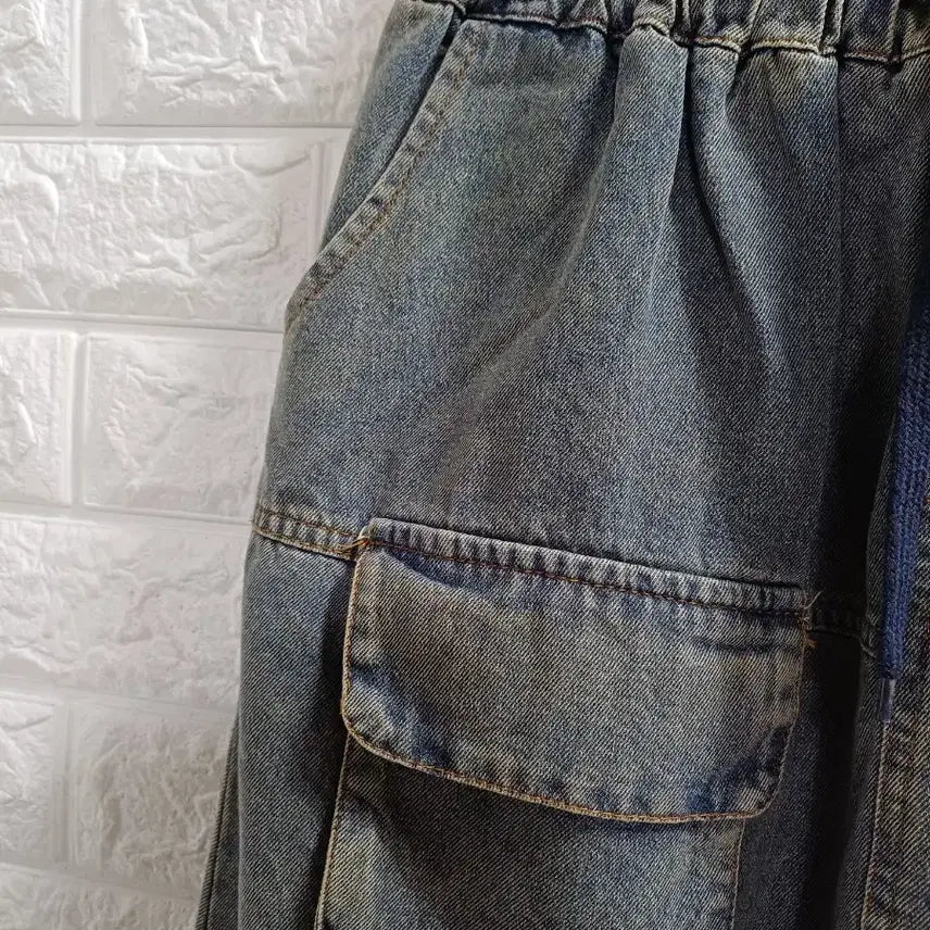 [BUNJANG] Banding Floral Embroidery Denim Skirt / 밴딩 잔꽃자수 데님스커트