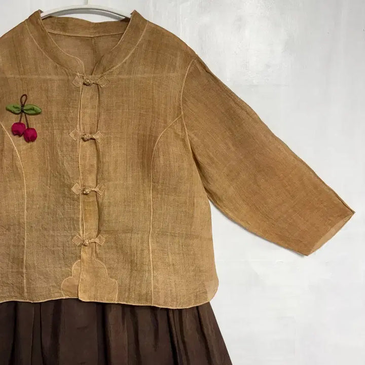 [BUNJANG] Custom-Made Natural Persimmon-Dyed Ramie Top and Rayon Skirt Set / (맞춤옷) 천연 감물염색 모시 저고리, 천연염색 인견 스커트 세트