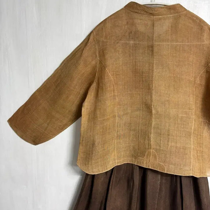 [BUNJANG] Custom-Made Natural Persimmon-Dyed Ramie Top and Rayon Skirt Set / (맞춤옷) 천연 감물염색 모시 저고리, 천연염색 인견 스커트 세트