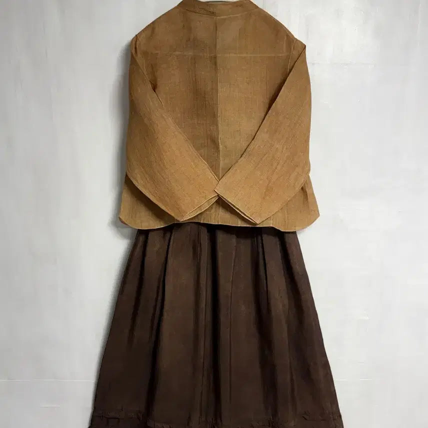 [BUNJANG] Custom-Made Natural Persimmon-Dyed Ramie Top and Rayon Skirt Set / (맞춤옷) 천연 감물염색 모시 저고리, 천연염색 인견 스커트 세트