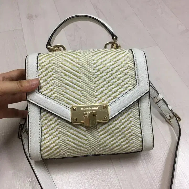[BUNJANG] Michael Kors White Top Handle Tote Bag Crossbody Bag / 마이클코어스 화이트가방 탑핸들 토드백 크로스백