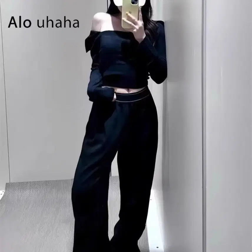 [BUNJANG] ALO Black Wide Pants / ALO 알로 트라우저(Regula) 팬츠(블랙,네이비,그린블루)