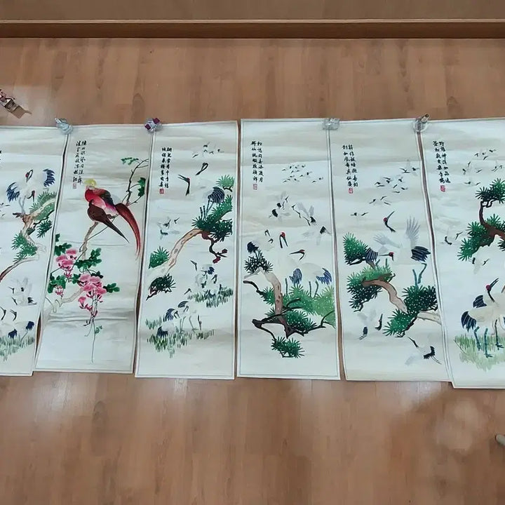 [BUNJANG] Hwajodo Embroidered Six-Panel Screen / 화조도 자수 6폭