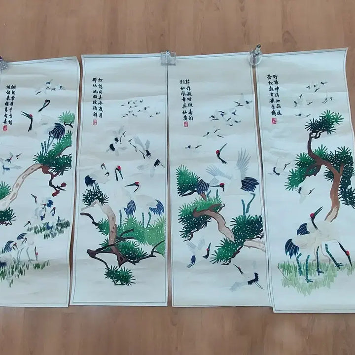 [BUNJANG] Hwajodo Embroidered Six-Panel Screen / 화조도 자수 6폭