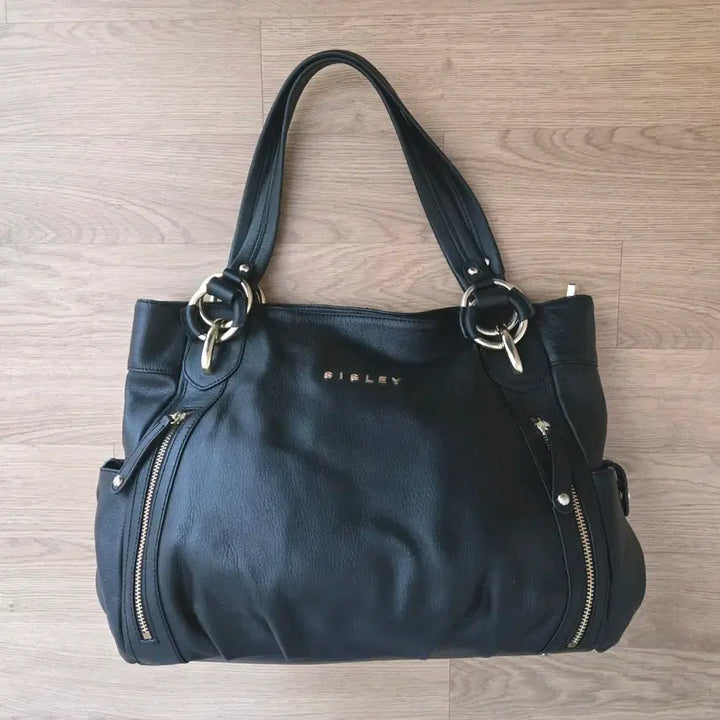 [BUNJANG] Sisley Leather Tote Shoulder Bag / 시슬리 소가죽 토트백 숄더백 여성 가방 블랙 수납공간