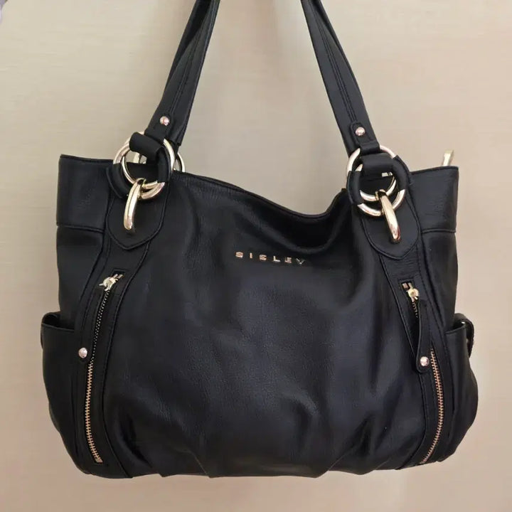 [BUNJANG] Sisley Leather Tote Shoulder Bag / 시슬리 소가죽 토트백 숄더백 여성 가방 블랙 수납공간