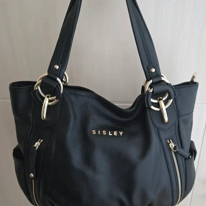[BUNJANG] Sisley Leather Tote Shoulder Bag / 시슬리 소가죽 토트백 숄더백 여성 가방 블랙 수납공간