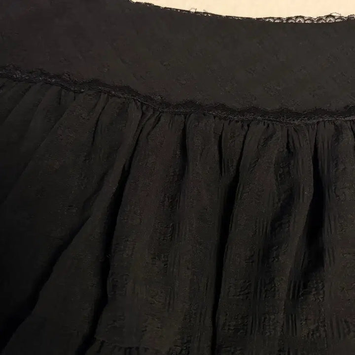 [BUNJANG] Black Lace Detail Inner Shorts Built-in Short Skirt / 일본 갸루 블랙 레이스 포인트 속바지내장 숏스커트