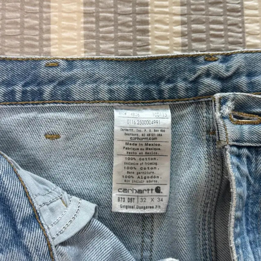 [BUNJANG] Carhartt USA Vintage Washed Denim Double Knee 32x34 / 칼하트 USA 빈티지 워싱 컷오프 데님 더블니32x34