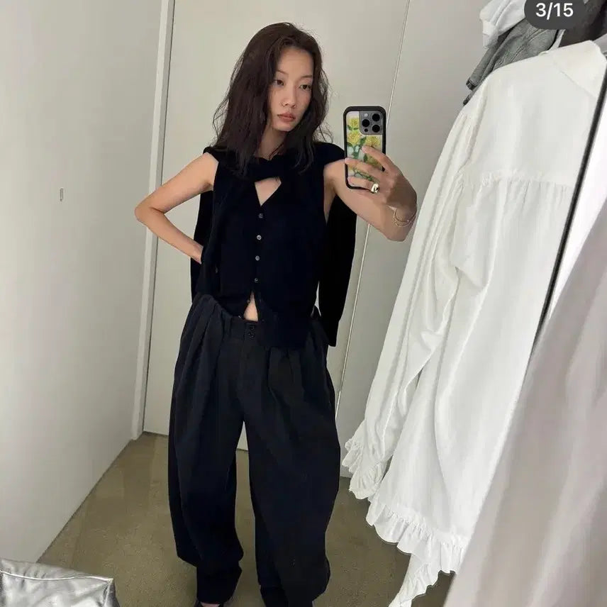 [BUNJANG] Open Y Black Full Gather Pants M / 오픈와이와이 블랙 풀개더 팬츠 m 새상품