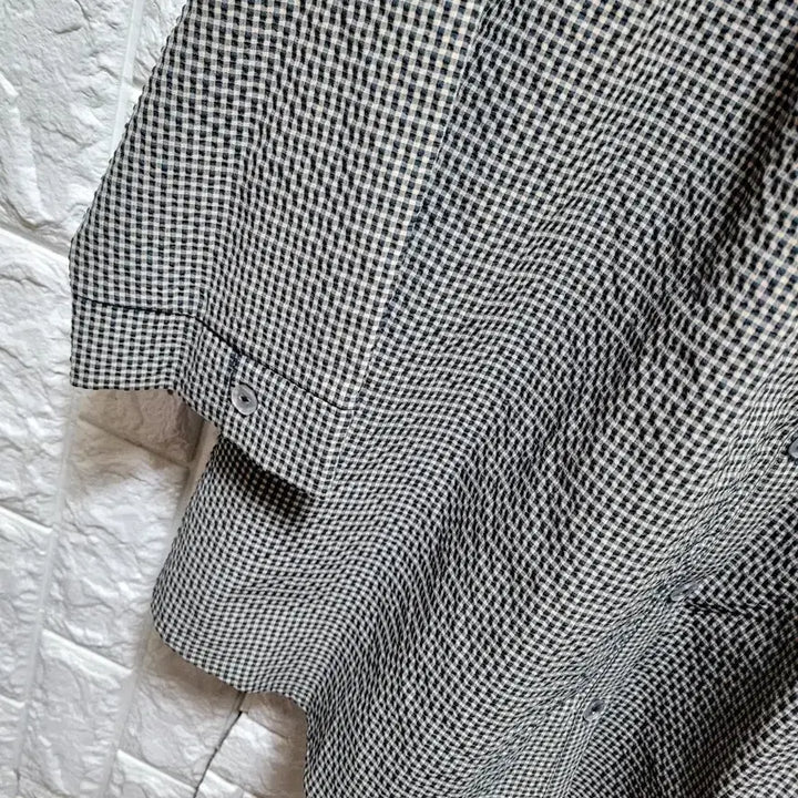 [BUNJANG] Check Pattern Spandex Shirt / 잔체크 지지미 느낌 스판셔츠