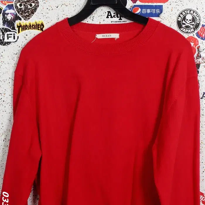 [BUNJANG] Ocean Oversized Round Sweatshirt Knit / 여성F / 오션 오버핏 라운드 맨투맨니트RD 5-28