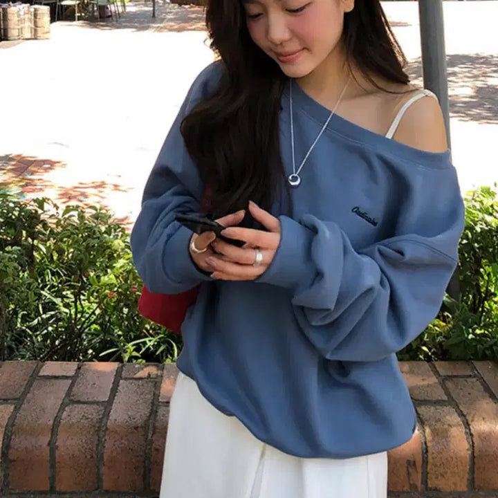 [BUNJANG] Ganesra Faber Off-Shoulder Sweatshirt / [새상품/미착용] 가네스라 페이버 오프숄더 맨투맨