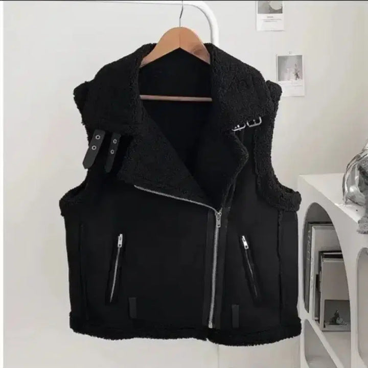 [BUNJANG] High Neck Sherpa Mustang Vest / 하이넥 양털 무스탕 조끼