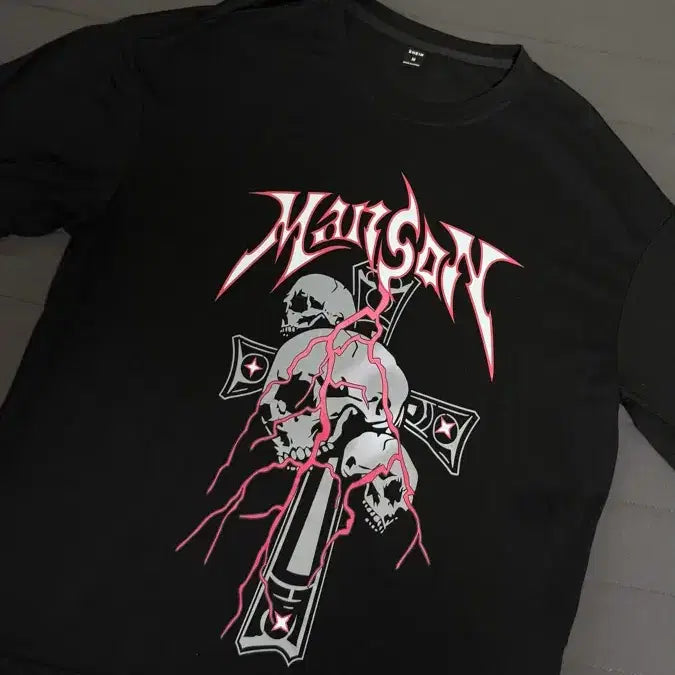 [BUNJANG] Black Skull Print T-shirt (M) / 블랙 해골 프린팅 반팔 M사이즈 새상품 티셔츠 판매합니다.