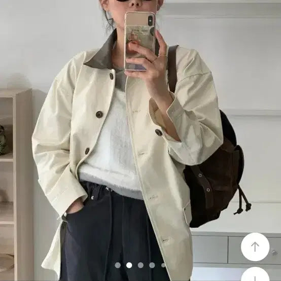 [BUNJANG] Lish Leather Collar Contrast Work Jacket / 리쉬 레더카라 배색 워크자켓 판매