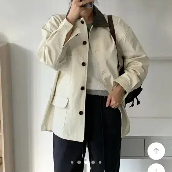 [BUNJANG] Lish Leather Collar Contrast Work Jacket / 리쉬 레더카라 배색 워크자켓 판매