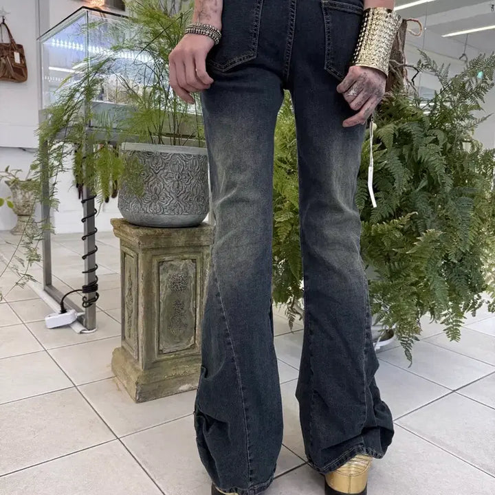 [BUNJANG] Studded Cross Shirring Jeans / stud cross shirring jeans