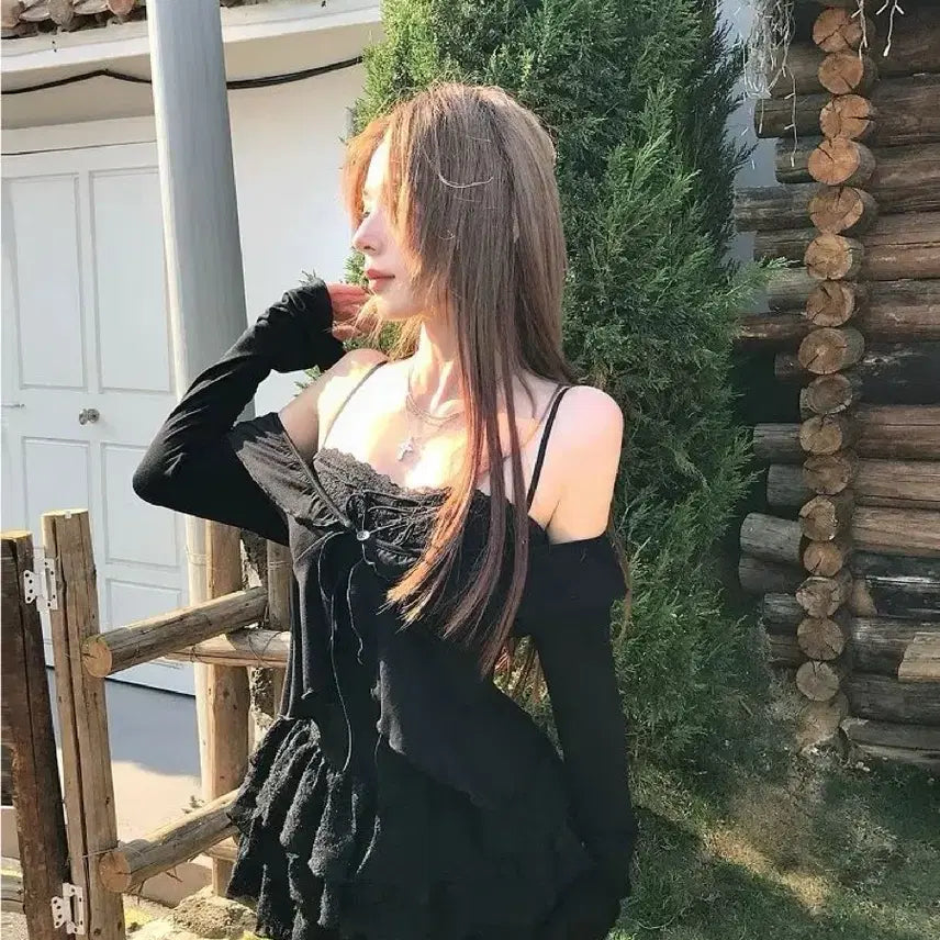 [BUNJANG] Lace Dress &amp; Cardigan Set / 패션 레이스 원피스 + 가디건 세트(예약판매)