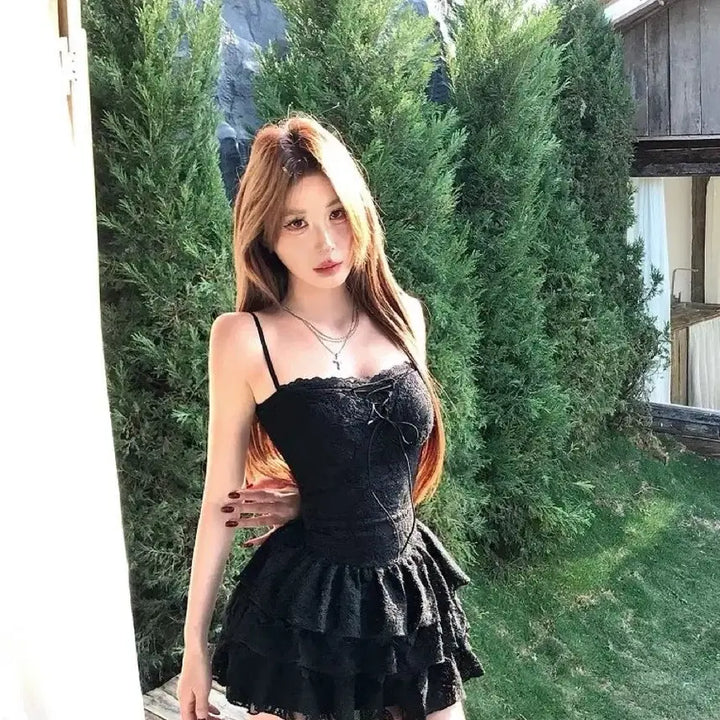[BUNJANG] Lace Dress &amp; Cardigan Set / 패션 레이스 원피스 + 가디건 세트(예약판매)