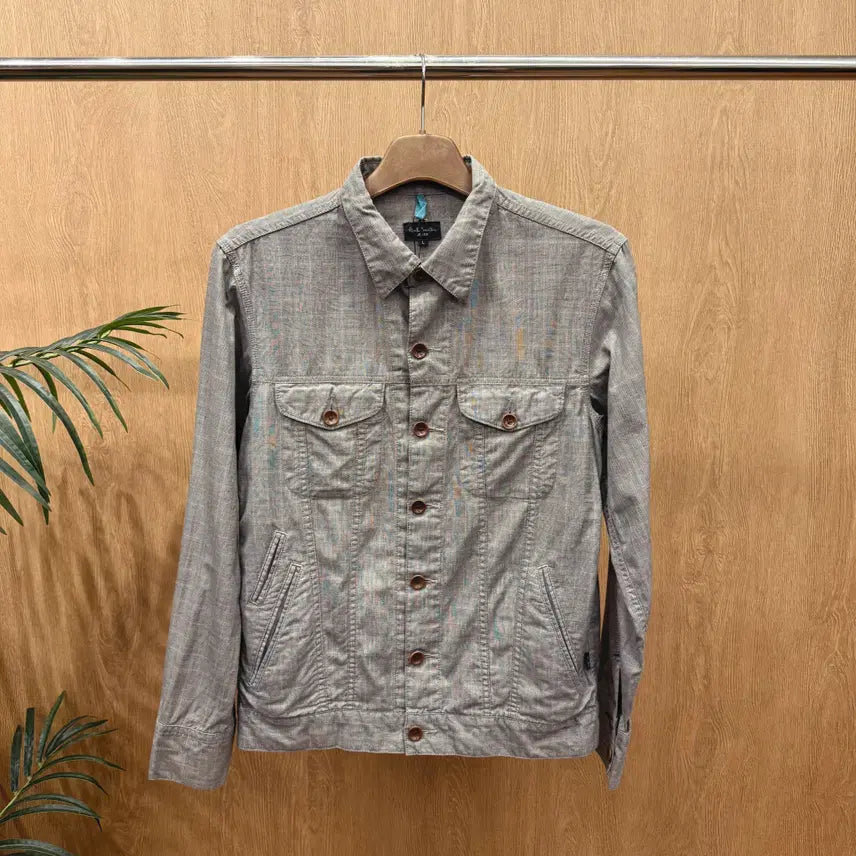 [BUNJANG] Paul Smith Jeans Cotton Long Sleeve Shirt Jacket / 폴스미스 진스 코튼 긴팔 셔츠 자켓 더블 포켓 버튼 디테일 그레이