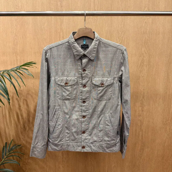 [BUNJANG] Paul Smith Jeans Cotton Long Sleeve Shirt Jacket / 폴스미스 진스 코튼 긴팔 셔츠 자켓 더블 포켓 버튼 디테일 그레이