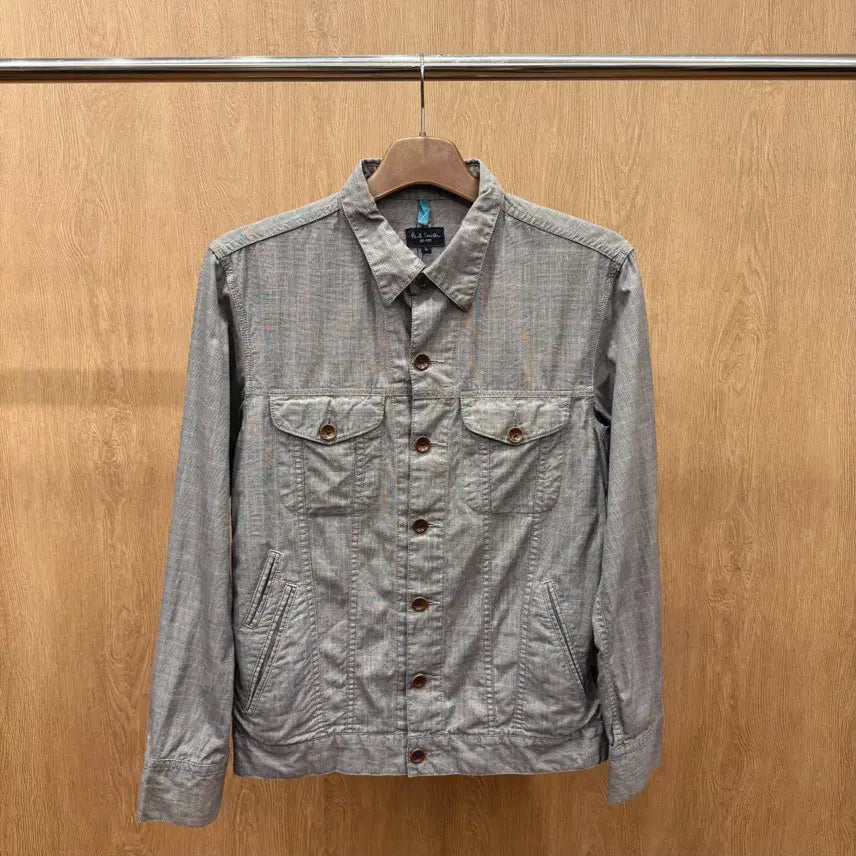[BUNJANG] Paul Smith Jeans Cotton Long Sleeve Shirt Jacket / 폴스미스 진스 코튼 긴팔 셔츠 자켓 더블 포켓 버튼 디테일 그레이