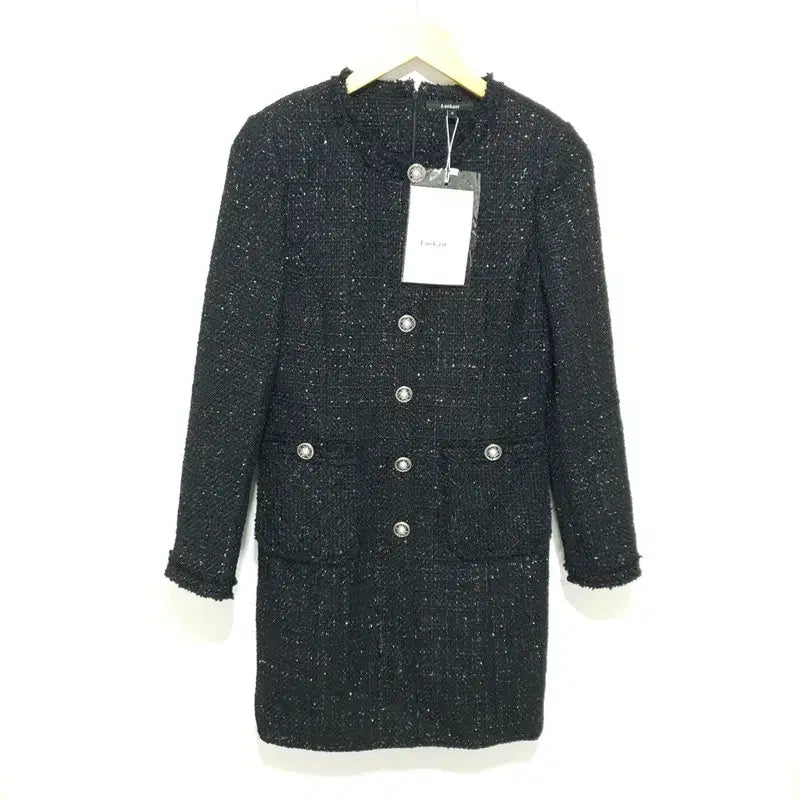 [BUNJANG] Lookast Black Tweed Round Dress / 룩캐스트 블랙 라운드 트위드 원피스 M_M2455