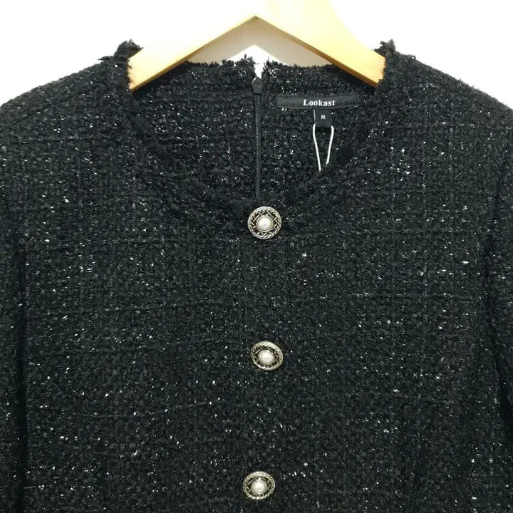 [BUNJANG] Lookast Black Tweed Round Dress / 룩캐스트 블랙 라운드 트위드 원피스 M_M2455