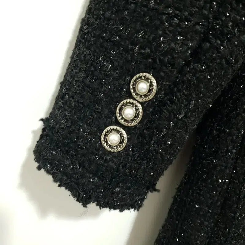 [BUNJANG] Lookast Black Tweed Round Dress / 룩캐스트 블랙 라운드 트위드 원피스 M_M2455