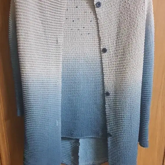 [BUNJANG] Blue Gradient Pleats Cardigan Set / 블루 그라데이션 플리츠 가디건 세트