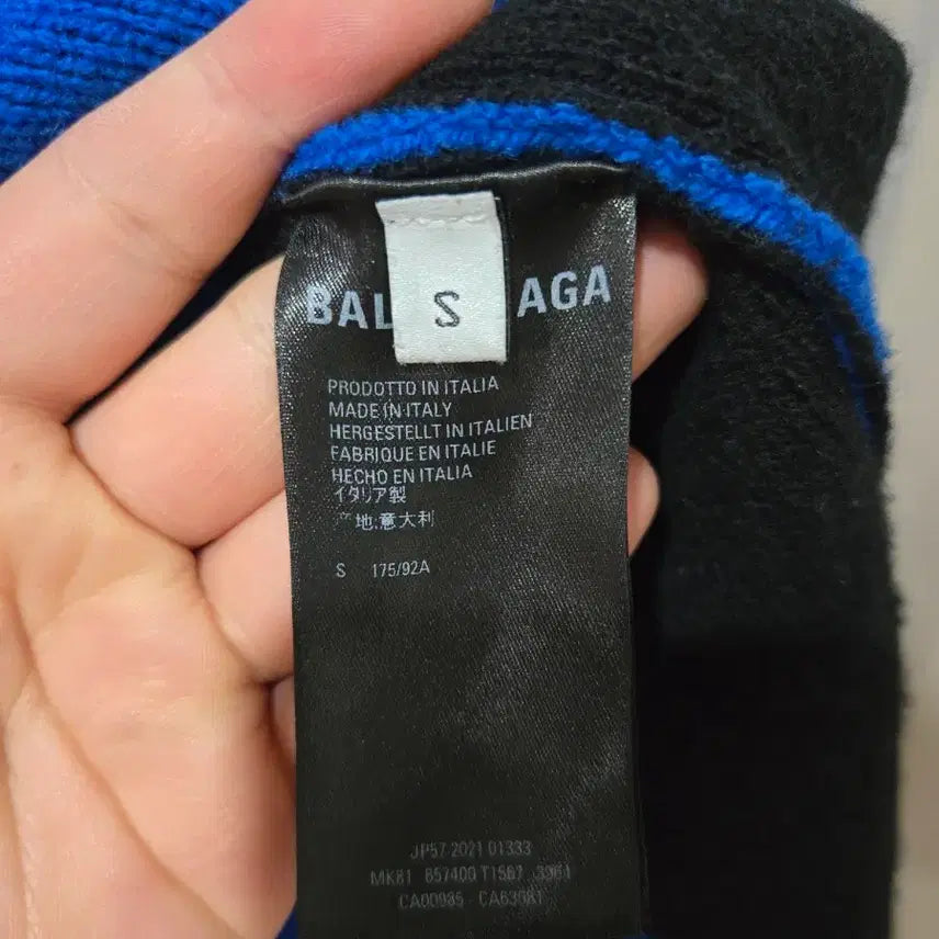[BUNJANG] Balenciaga Multi Logo Blue Knit Sweater / 발렌시아가 멀티로고 블루 니트 S 오버핏