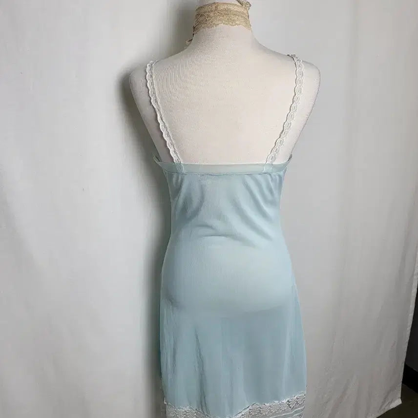 [BUNJANG] Vintage Ice Blue Lace Slip Dress / 빈티지 아이스 블루 레이스 슬립 원피스