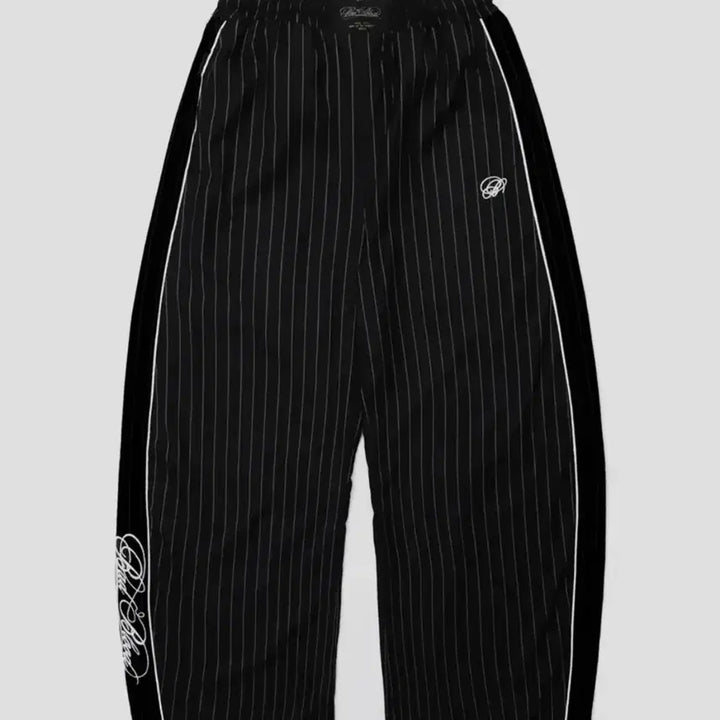 [BUNJANG] Badblood Dark Classic Pinstripe Track Pants - Black / 배드블러드 다크 클래식 핀스트라이프 트랙팬츠 - 블랙
