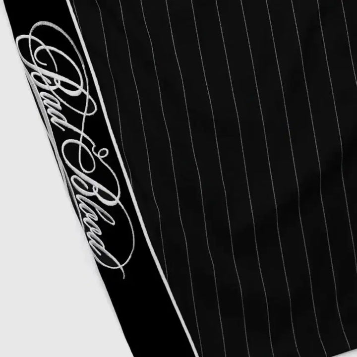 [BUNJANG] Badblood Dark Classic Pinstripe Track Pants - Black / 배드블러드 다크 클래식 핀스트라이프 트랙팬츠 - 블랙