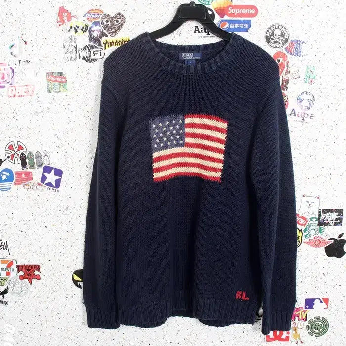 [BUNJANG] Polo Ralph Lauren Star-Spangled Banner Round Knit Sweater Women&