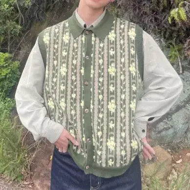 [BUNJANG] TTT MSW Flower Jacquard Vest / TTT MSW Flower Jacquard Vest