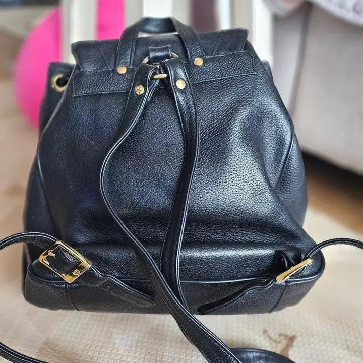 [BUNJANG] MCM Black Cowhide Backpack / mcm블랙 소가죽백팩