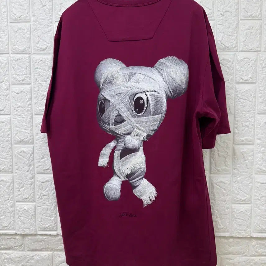 [BUNJANG] Juun.J Mira Teddy Bear Burgundy T-shirt / (새상품)준지 미라 곰돌이 버건디 티셔츠 (48 3장일괄 구매시 이상품