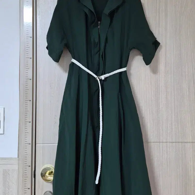 [BUNJANG] JIGOTT Front Zip Ruffle A-Line Long Dress / JIGOTT 앞지퍼 셔츠 러플 A라인 롱원피스 55
