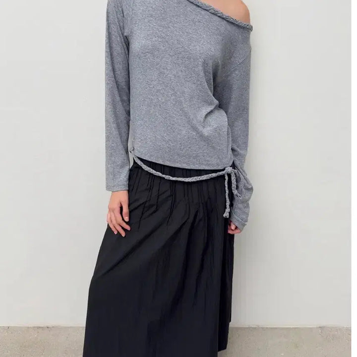 [BUNJANG] Diagonal Stitched Trapeze Skirt / 다이애그널 스커트  STITCHED TRAPEZE SKIRT (black