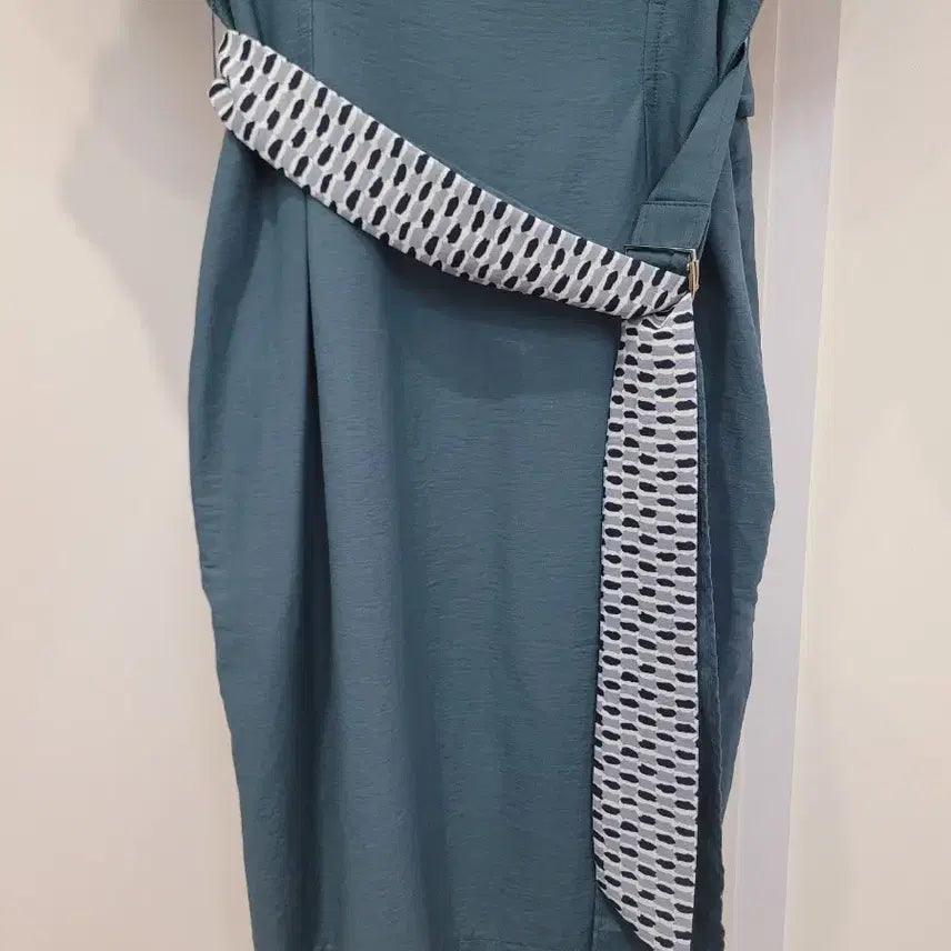 [BUNJANG] jj-ro Teal Shirred Linen Summer Dress / jj-ro 청록색 셔링 여름 린넨 원피스 55사이즈