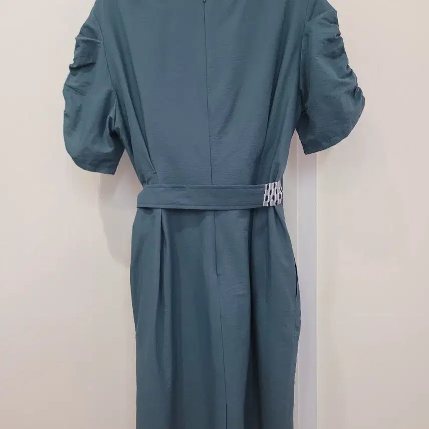 [BUNJANG] jj-ro Teal Shirred Linen Summer Dress / jj-ro 청록색 셔링 여름 린넨 원피스 55사이즈