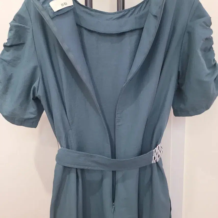 [BUNJANG] jj-ro Teal Shirred Linen Summer Dress / jj-ro 청록색 셔링 여름 린넨 원피스 55사이즈